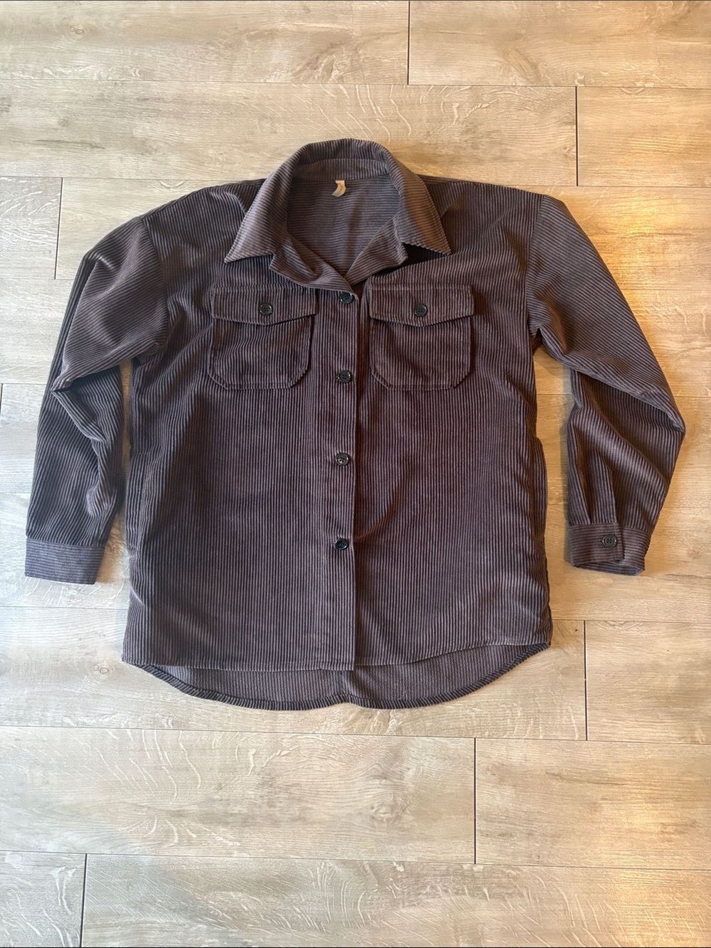 Soyaconcept Corduroy Button-Up Shirt Jacket in Dark Brown Size Medium